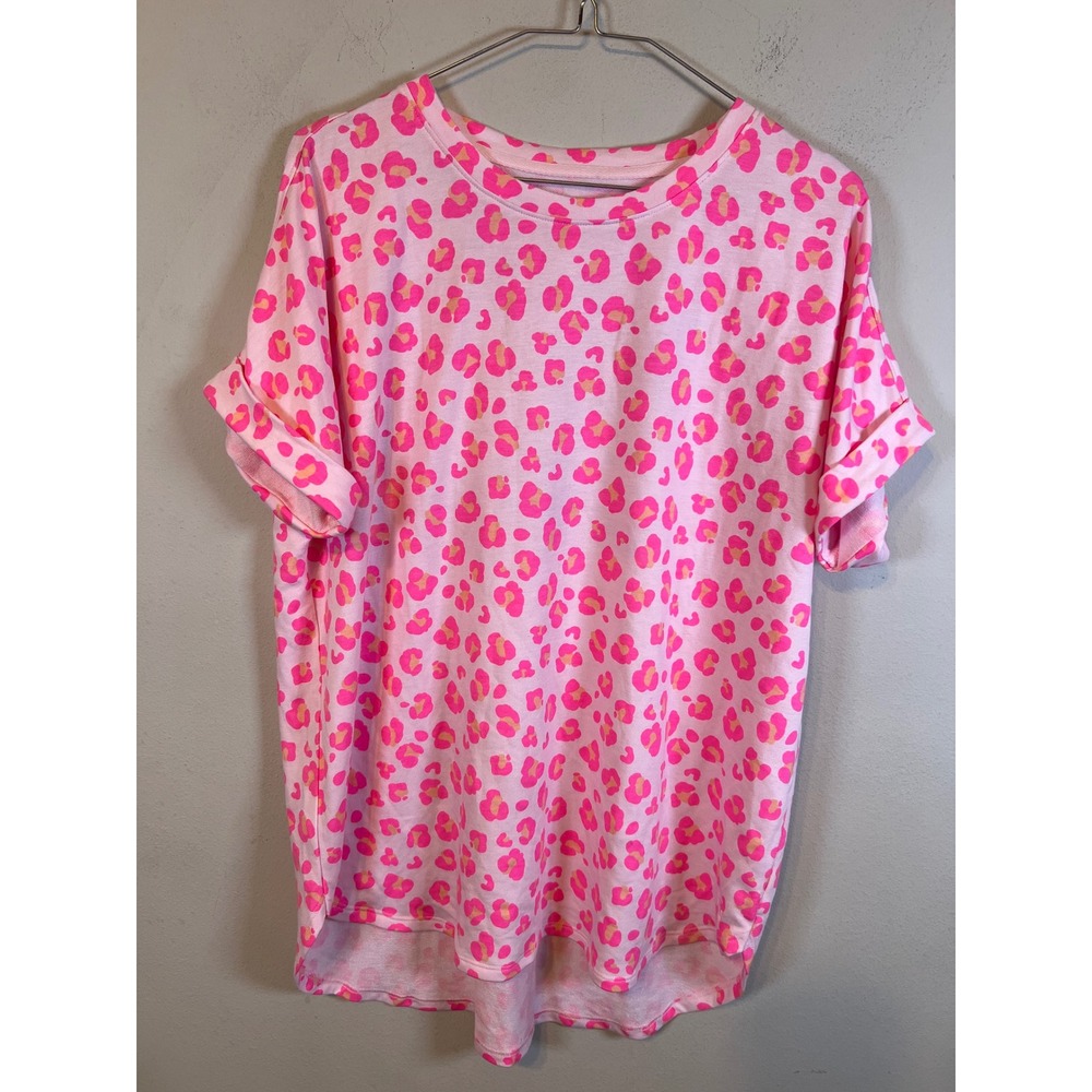 Cabana by Crown & Ivy Women Top Leopard Print Pink Medium